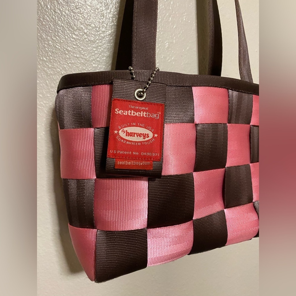 Harveys Seatbelt Bag Pink Brown Woven Tote Limited Edition 40/200 - Picture 4 of 8